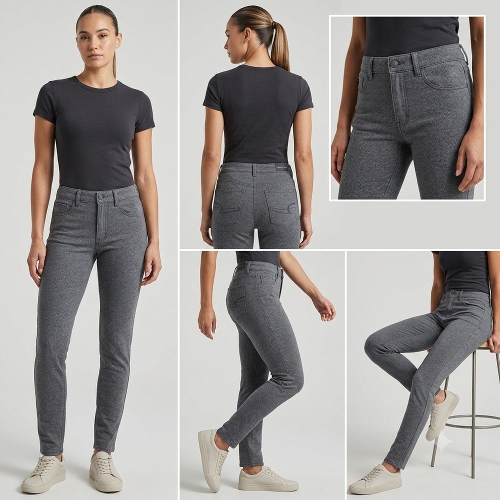 American Eagle Hi-Rise Jegging Women 6 Grey Super Stretch Heathered Knit Pants